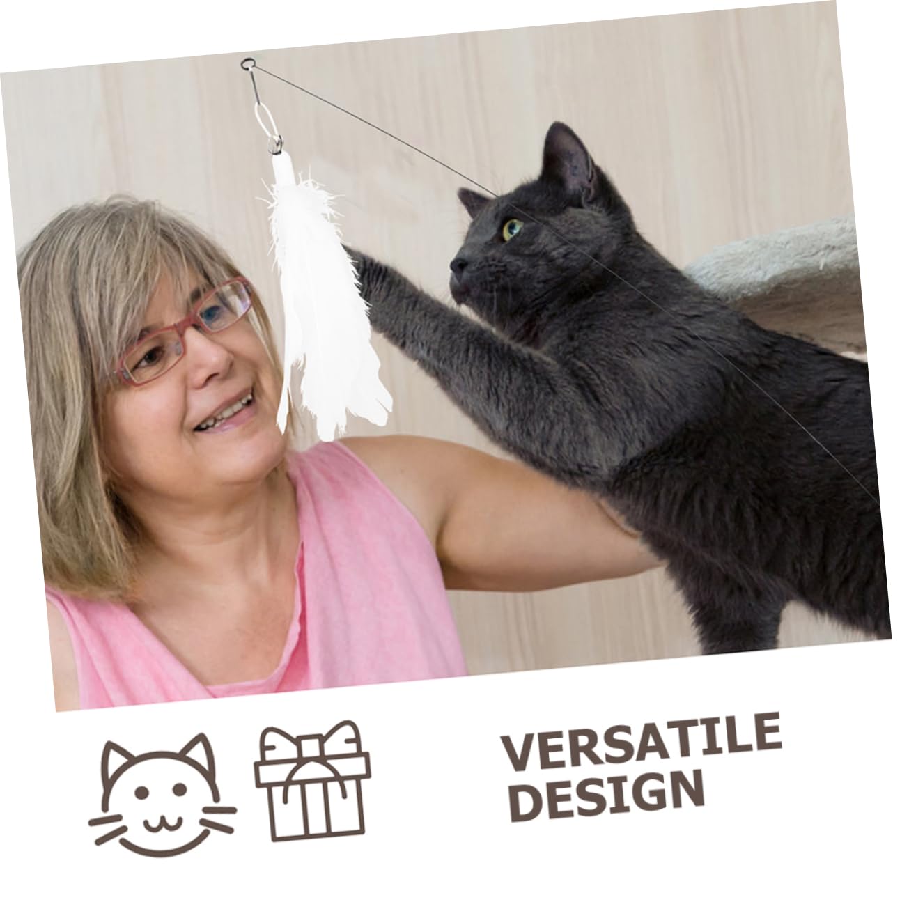 VANZACK 5sets Giocattoli Interattivi Per Gatti Con Piume e Ventose Di Cannette Teasing Per Gioco e Rafforzare Con Tuo Felino