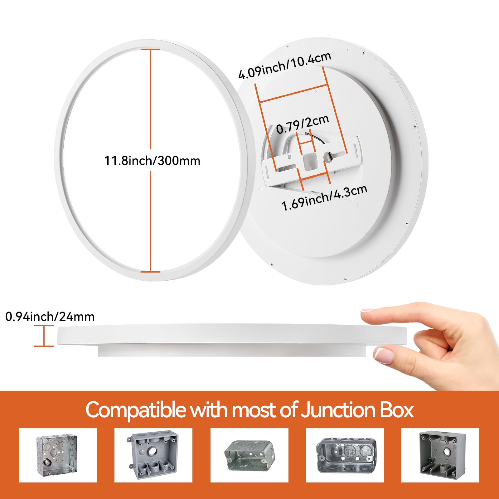 TALOYA Flush Mount Led Ceiling Light Fixture Low Profile for Kitchen Bedroom Bathroom Outdoor Living Room Dining Room Hallway Porch Laundry Farmhouse,12 Inch,24W,3200LM,5000K,Thin,White,Round,4 Pack