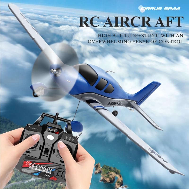 Image of QIDI 580 5-Channel Off-Road Aircraft 3D RC Plane One-Key Hanging Stunt Fixed Wing with Wind Resistant Flight Control for Beginner and Experienced Ready to Fly(Blue)