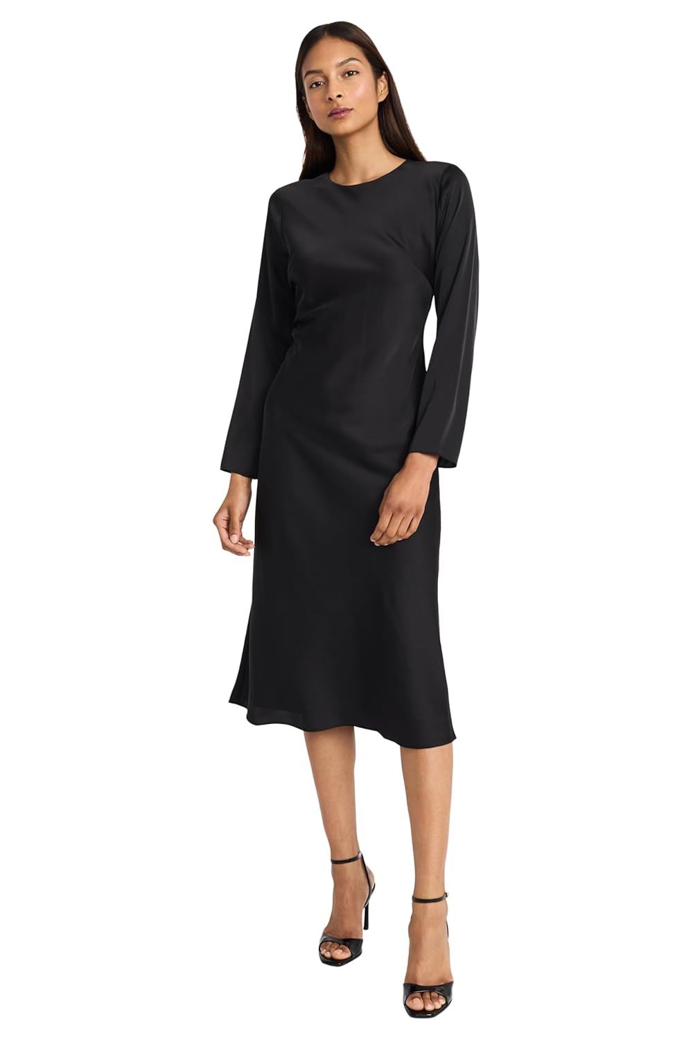 Donna Morgan Womens Elegant Long Sleeve Midi - Versatile Cocktail - Wedding Guest Dress Or Work Dress for