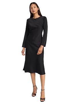 Donna Morgan Womens Elegant Long Sleeve Midi - Versatile Cocktail - Wedding Guest Dress Or Work Dress for