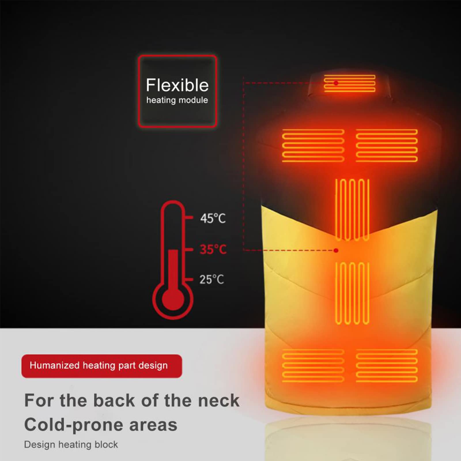 Chaleco Calefactable para Hombre, Cuello Alto, 3 Niveles de Calefacción, 11 Zonas de Calefacción, Chaleco Calefactable para Exteriores (sin Banco de Energía)