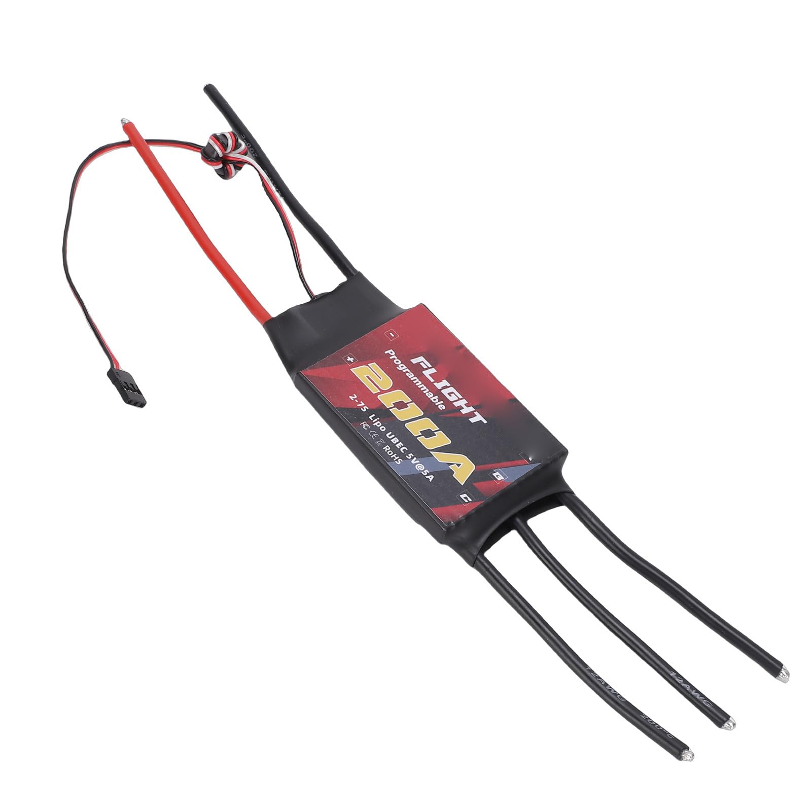 Naroote Bezszczotkowy ESC, Akumulator LiPo Drone ESC, Elektryczny Regulator Prędkości z płytką UBEC 5A, Idealny do Quadkoptera, 200A 2 do 7S