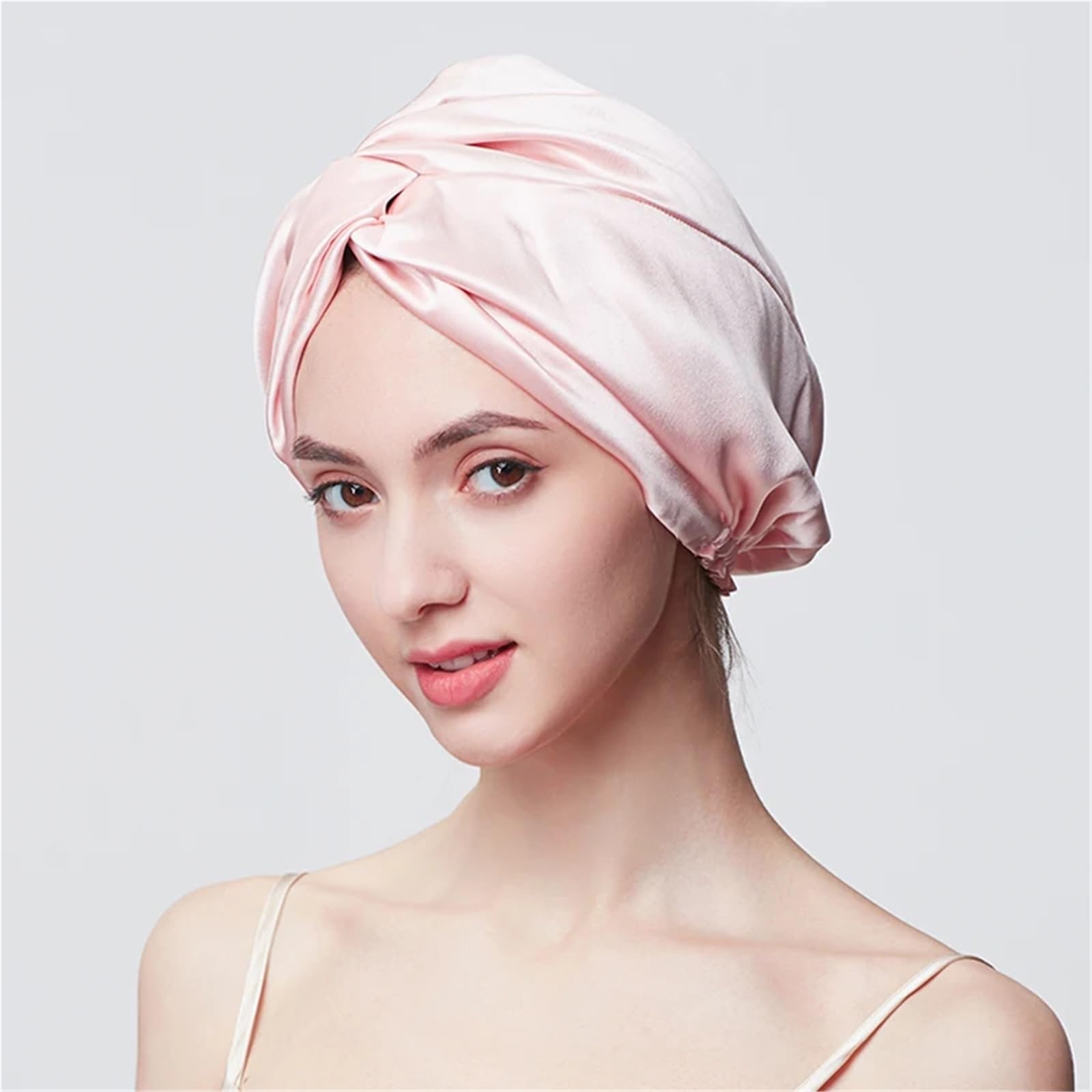 Schlafhaube Seide Seidengedrehter Schlafhauben-Turban mit elastischem Band, Damen-Kopftuch for die Haarpflege
