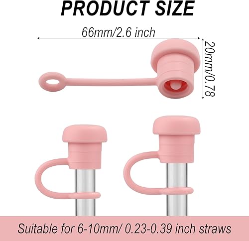 Miniatura 2 de Juego de 4 fundas de pajilla, reutilizables, de silicona, a prueba de derrames, resistentes al polvo, con popote de 6 a 0.394 in de diámetro,