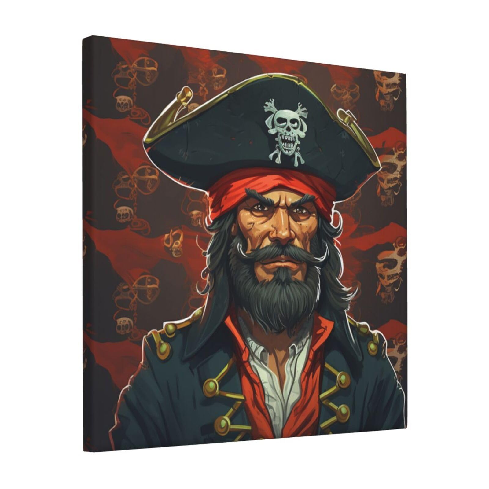 FodPand Pirate Captain Canvas Wall Art for Living Room Wall Decor 12"x12" Modern Artwork Painting Pictures Hanging Canvas Prints Aesthetic Wall Art for Bedroom Bathroom Office Wallart Decor