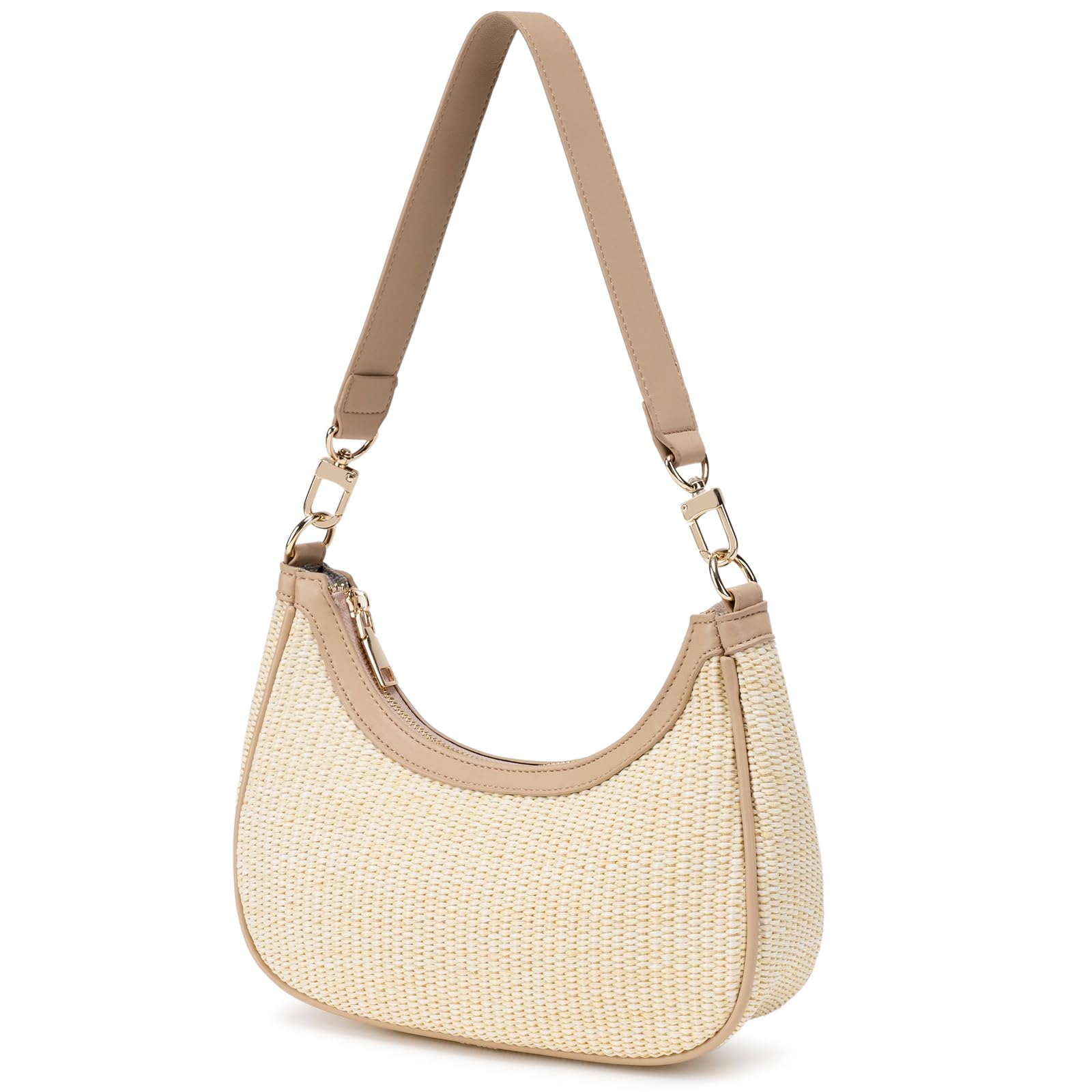 Women's Shoulder Bags Cute Hobo Purses Vintage Handbags, Straw-Khaki view 2