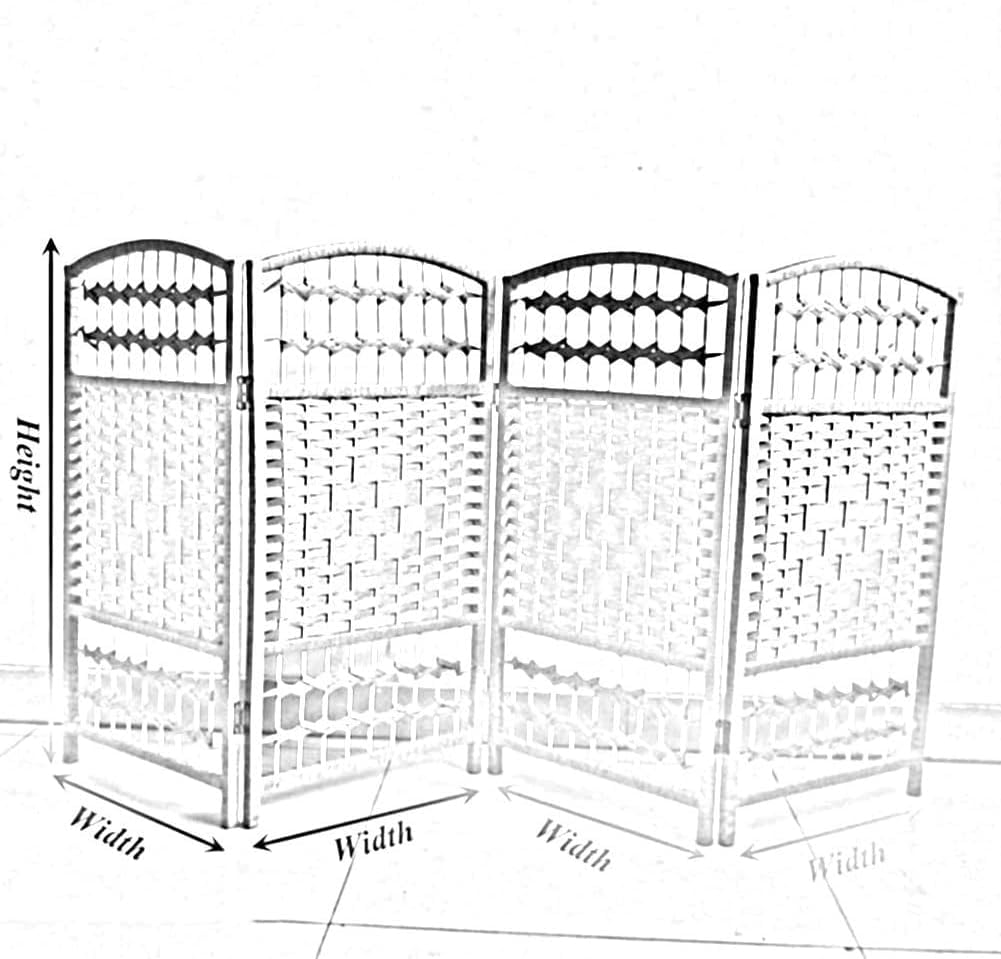 Cloison de séparation pliable à 4 panneaux - Paravent d'intimité - Séparateur décoratif léger pour le salon, facile à déplacer, idéal pour chambre à coucher ou chambre d'enfant