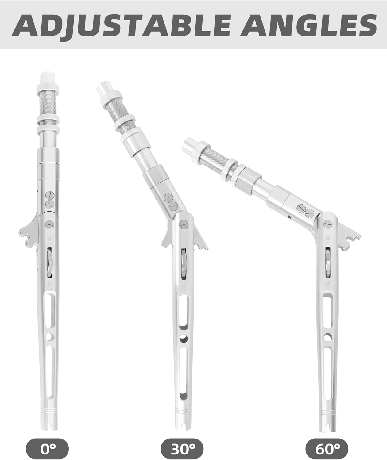 BLUEWING Adjustable Bent Rod Butt Heavy Duty Aluminum Alloy with Adjustable Angles at 0°, 30°, and 60° for Offshore Fishing, #4 Short Silver V4