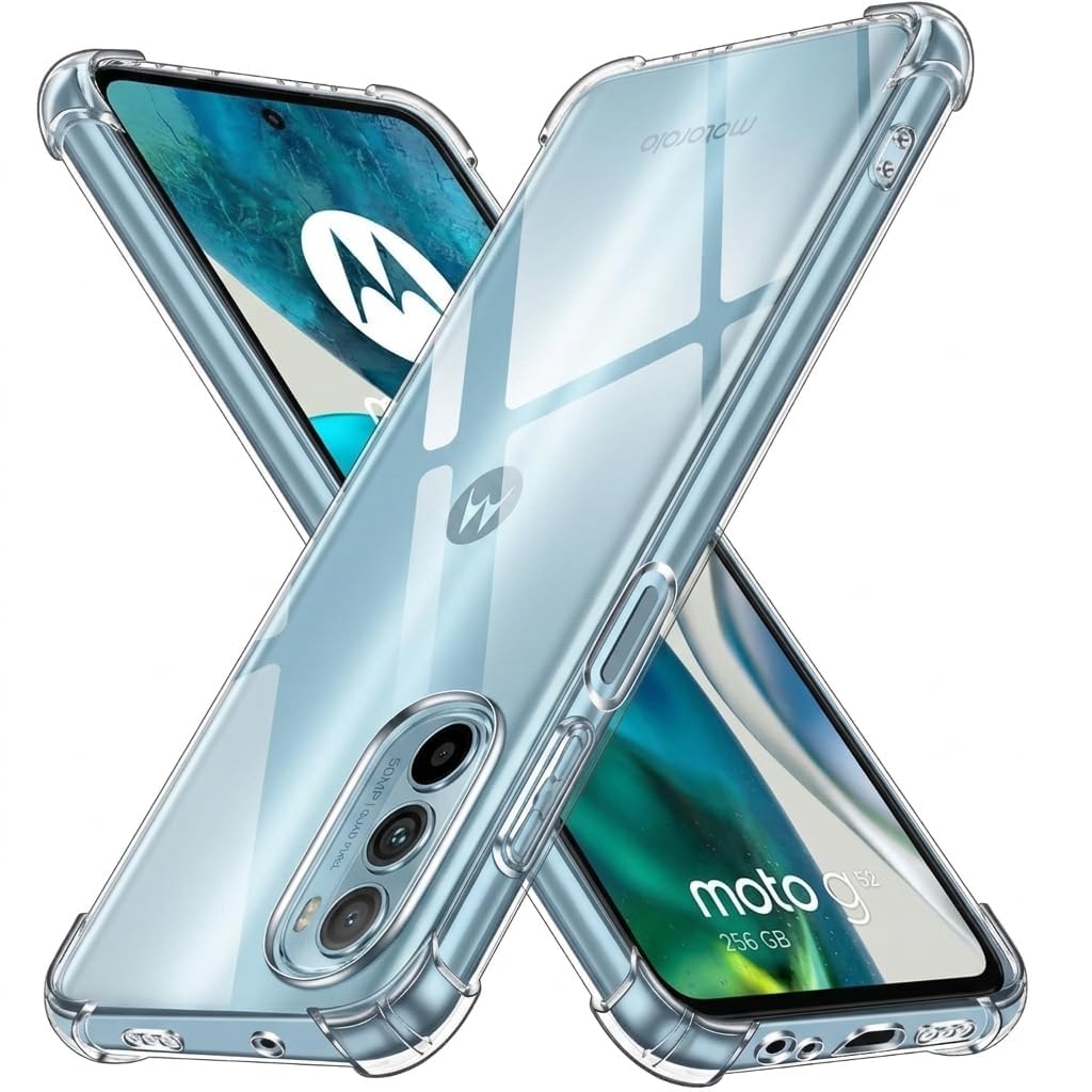 CLOYAAR Bumper Back Cover Case Transparent for Motorola G52, Moto G82|Four Corners Protection|Camera Protection Back Cover Case for Motorola G52 -Transparent