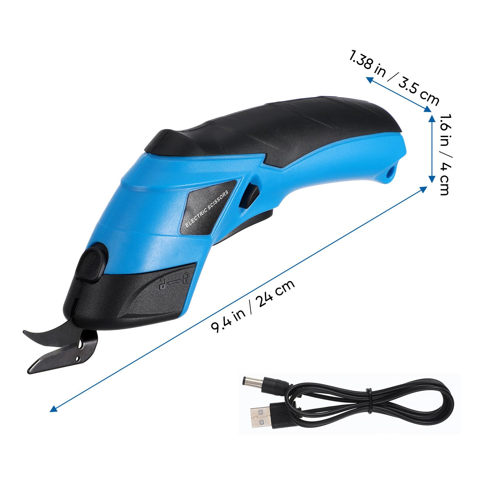 Artibetter Forbici Elettriche per Tessuti senza Fili Ricaricabili, Forbici Elettriche, 2000mah, Acciaio al Manganese e Abs, per Taglio di Tessuti e Cartone