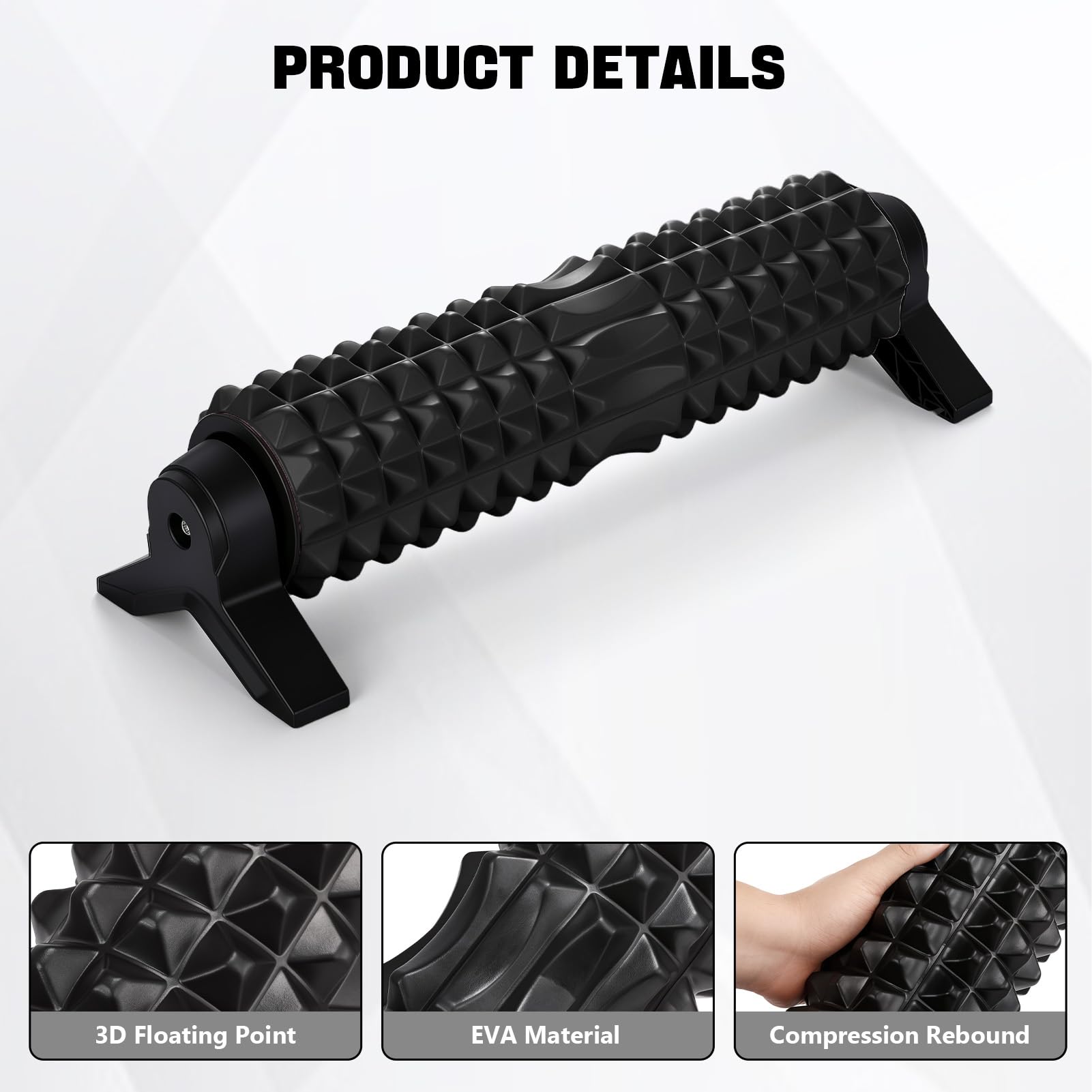 Rodillo de Masaje con Rodillo de Espuma, de Tejido Profundo con Soporte, Superficies Texturizadas para la Mano de las Piernas Traseras, Diseño Pequeño y Liviano, Ideal (BLACK)