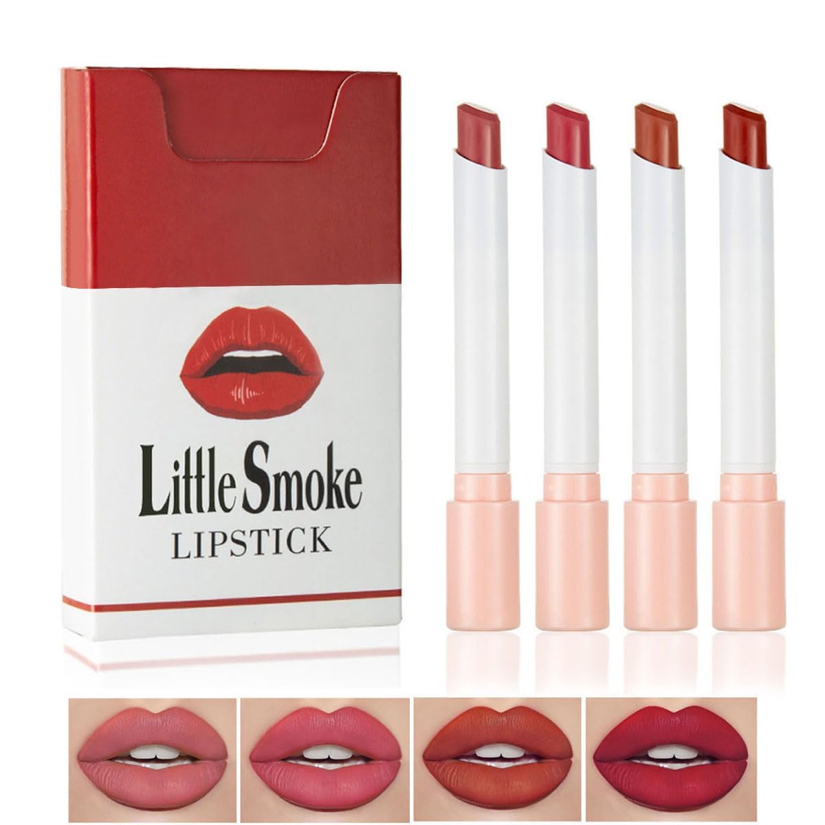 Tiejdhr 4 Colors Mini Little Tube Lipstick, Matte Velvet Lipstick, Red Moisturizer Smooth Lip Stick Lip Stain Long Lasting 24-Hours Waterproof