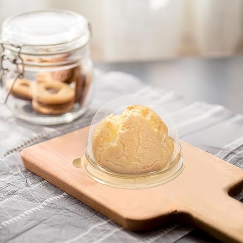 Miniatura 8 de Cabilock Embalaje comestible, 50 unidades, plástico transparente, mini caja para cupcakes con tapa de cúpula, yema de huevo, hojaldre de luna,
