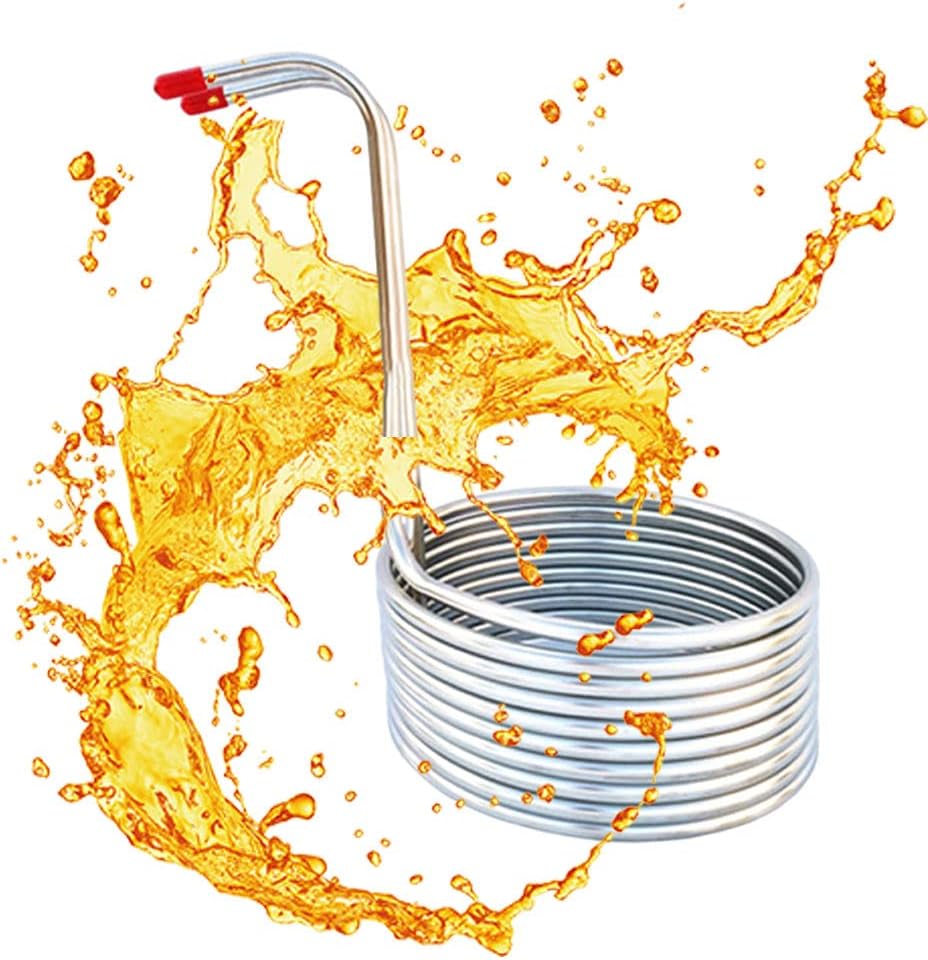 FAKEME Beer Cooling Coil, Home Brewing Spiral Hotel Restaurant Immersion Stainless Steel Wine Making Machine Cooling Coil Kitchen Supplies(8m)