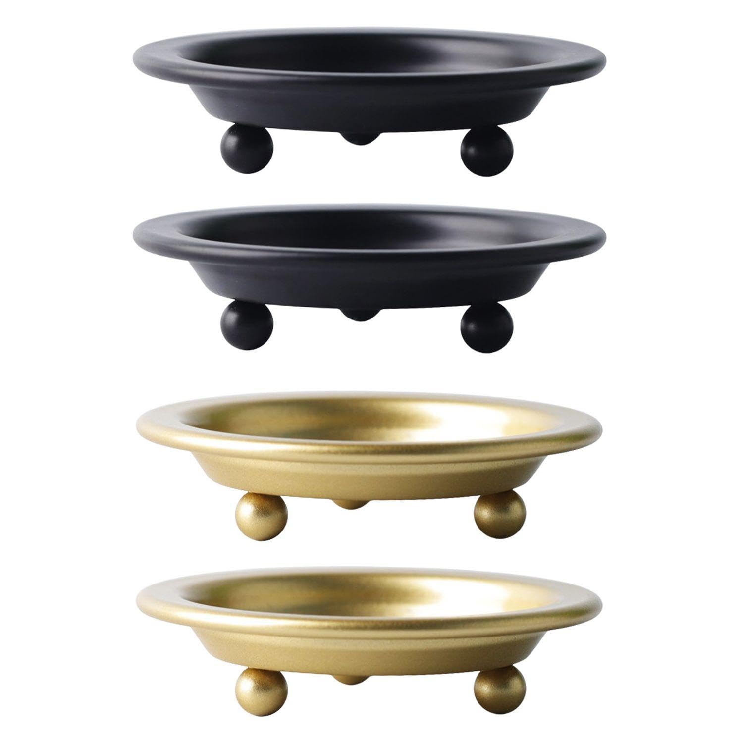 NIDHFG 4 Pieces Candle Tray, Creative Metal Candlestick Bottom Support, Romantic Dinner Props, Reusable, Multi-Function Desktop Bracket.