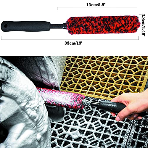 Bzczh Metal-Free Wheel Brushes(3 Pack), Wheel Brush, Soft, Dense Fibers Clean Car Rim Wheels Safely… #TOP2