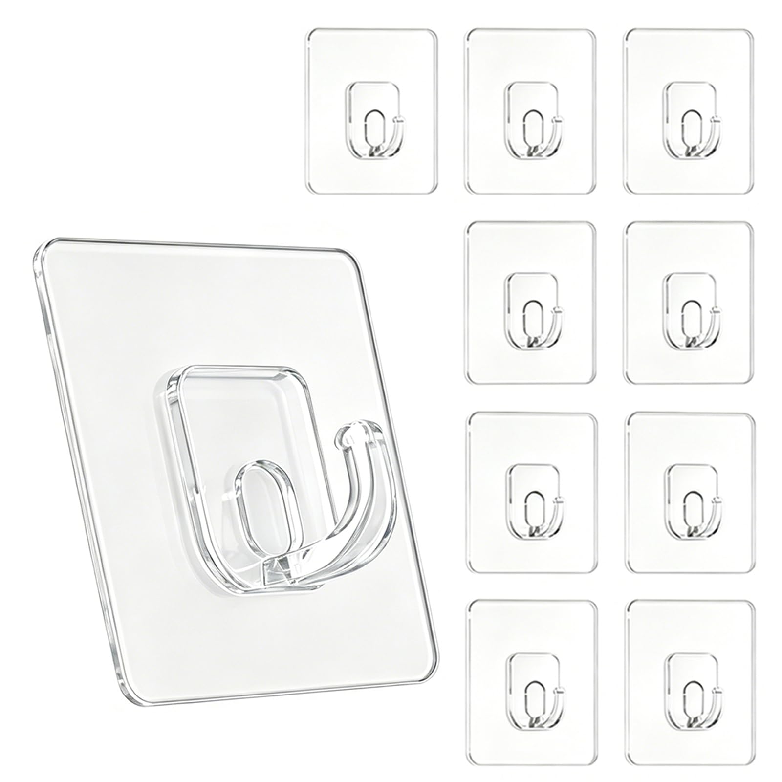 Crochets adhésifs transparents lot de 10 supportant 20 kg pour cuisine et salle de bain
