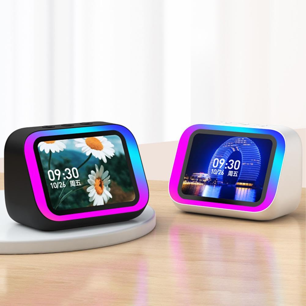 Altoparlante Bluetooth intelligente AI con grande schermo - Display HD, assistente vocale AI, design multifunzionale (bianco)