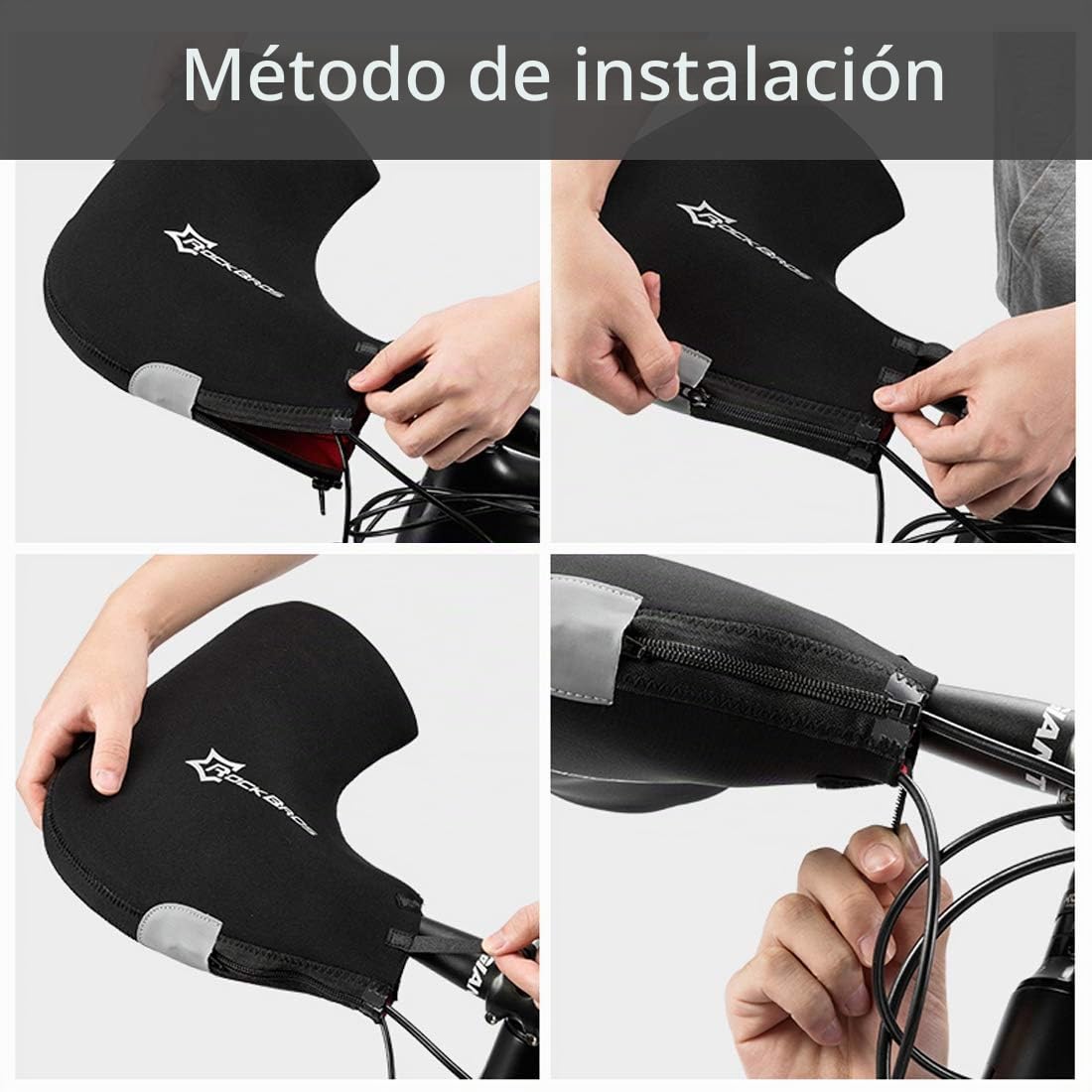 ROCKBROS Manoplas Manillar Ciclismo Térmicos Guantes de Manillar Antiviento Resistente al Agua para MTB Bicicleta Carretera para Invierno