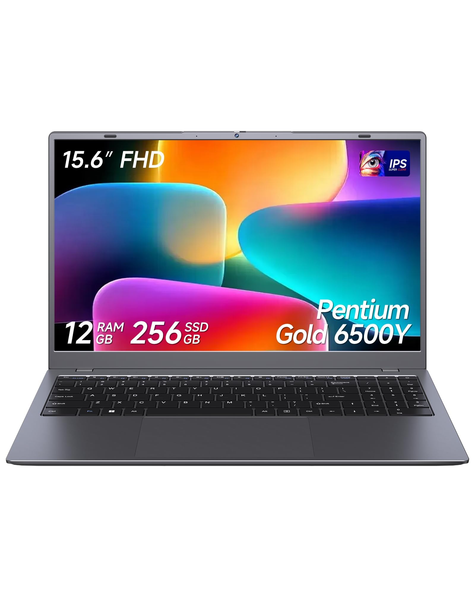 Computer portatile 2026, processore Pentium Gold 6500Y (fino a 3,4 GHz), 12 GB di RAM 256 GB SSD, display FHD IPS da 15,6 pollici, batteria da 5000 mAh, tipo C, computer portatile per ufficio