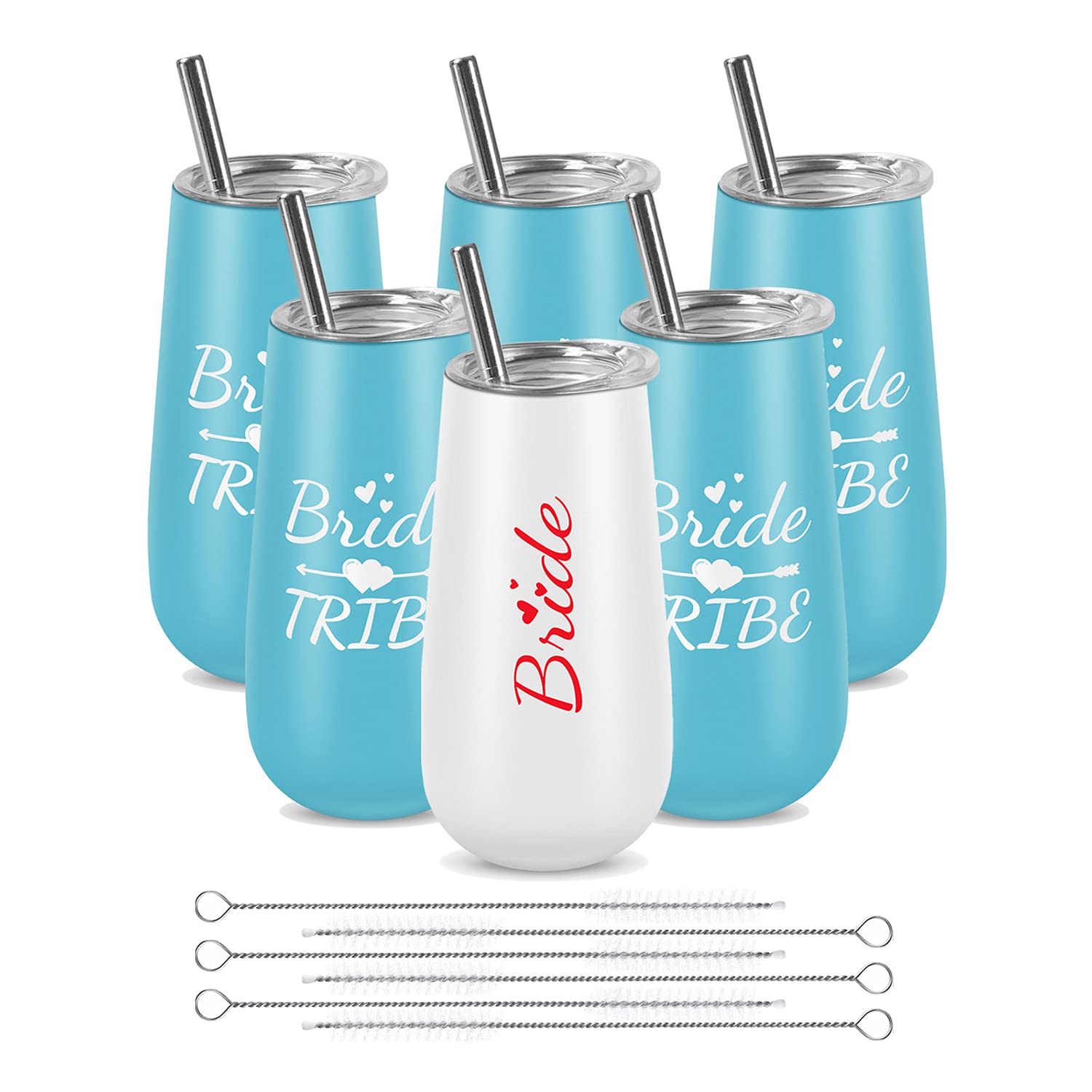 Verres à vin pour demoiselle d'honneur en acier inoxydable 177 ml lot de 6