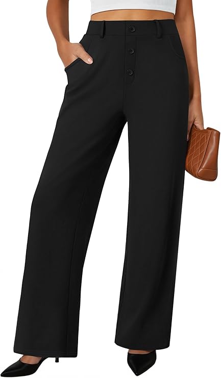 FireSwan Wide Leg Pants Woman Palazzo Casual Slacks High Waisted Trousers Loose Business Work Dress Office Pockets