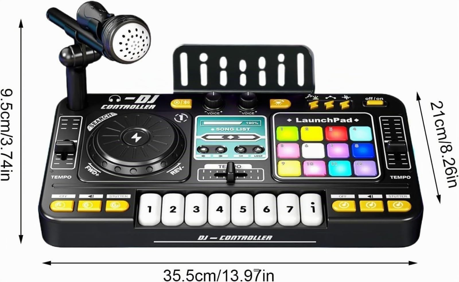 Mezclador de DJ para niños: mesa de teclado de carga USB portátil con luces coloridas, mezclador de aprendizaje de audio digital, juguete de instrumentos musicales | Regalo de entretenimiento educativ