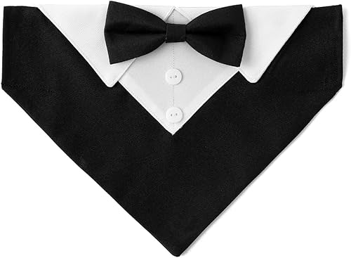 Miniatura 4 de Collar de perro de esmoquin para boda, compromiso y cumpleaños, disfraz formal de perro con corbata de moño y hebilla ajustable, adecuado para