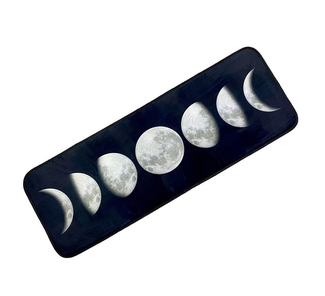 MorroMorn Black and White Runner Mat Throw Rug Bohemian Trendy, Non Skid Machine Washable Water-Absorbent - 20x60 inches (Moon)