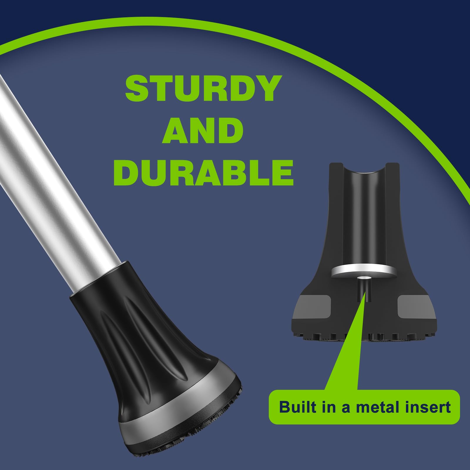 supregear Puntali per Bastone 16 mm (Confezione da 2), Tappi in Gomma Antiscivolo 5/8 inch (16 mm) di Ricambio per Bastoni da Passeggio e Trekking Anziani, Nero