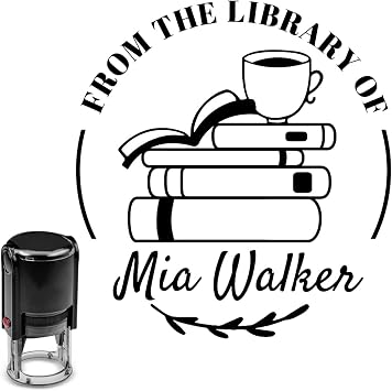 Book Stamps Personalized Floral Library Self Inking Stamp Custom Teacher Seal-4 Different Sizes-5 Ink Color-43 Designs Options