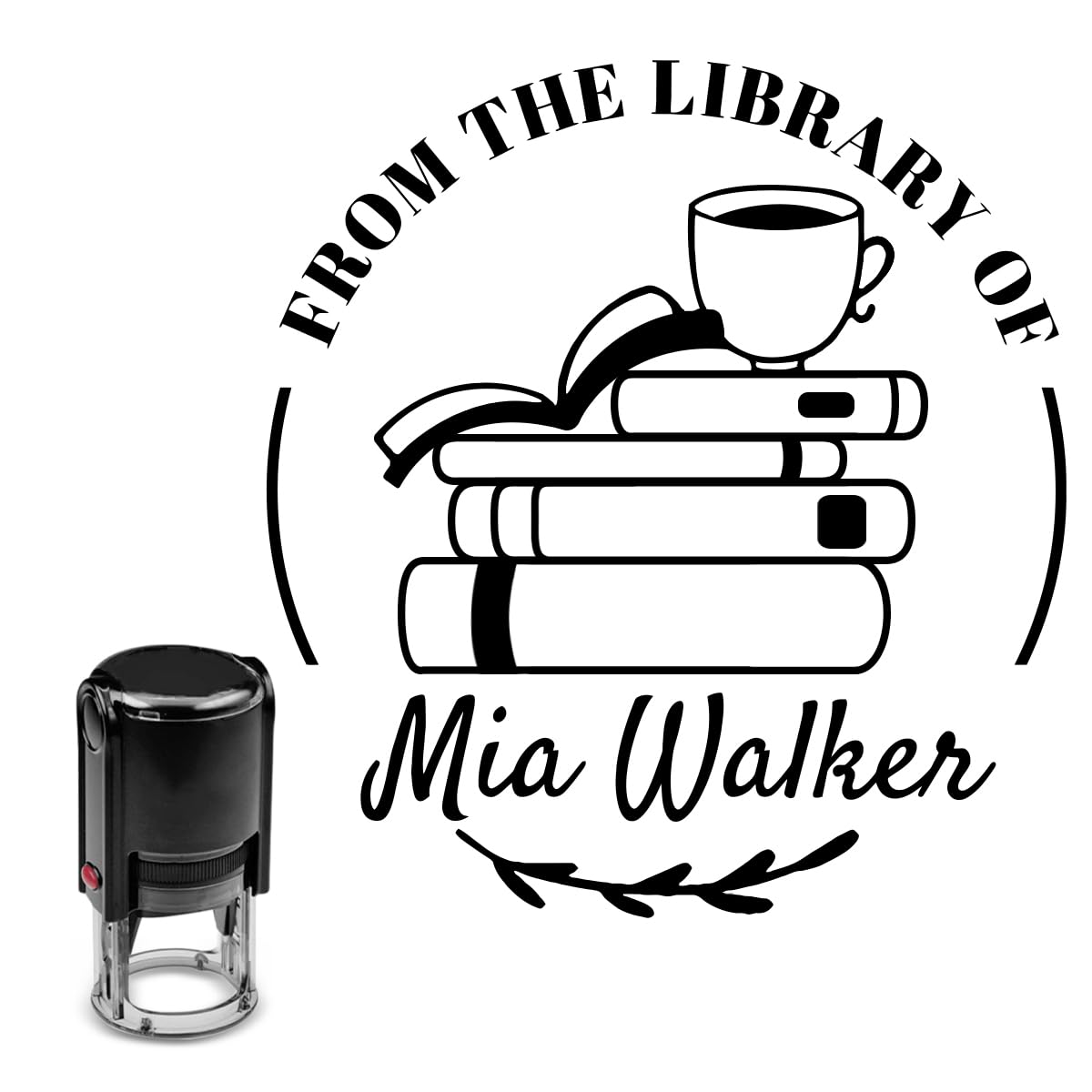 Book Stamps Personalized Floral Library Self Inking Stamp Custom Teacher Seal-4 Different Sizes-5 Ink Color-43 Designs Options