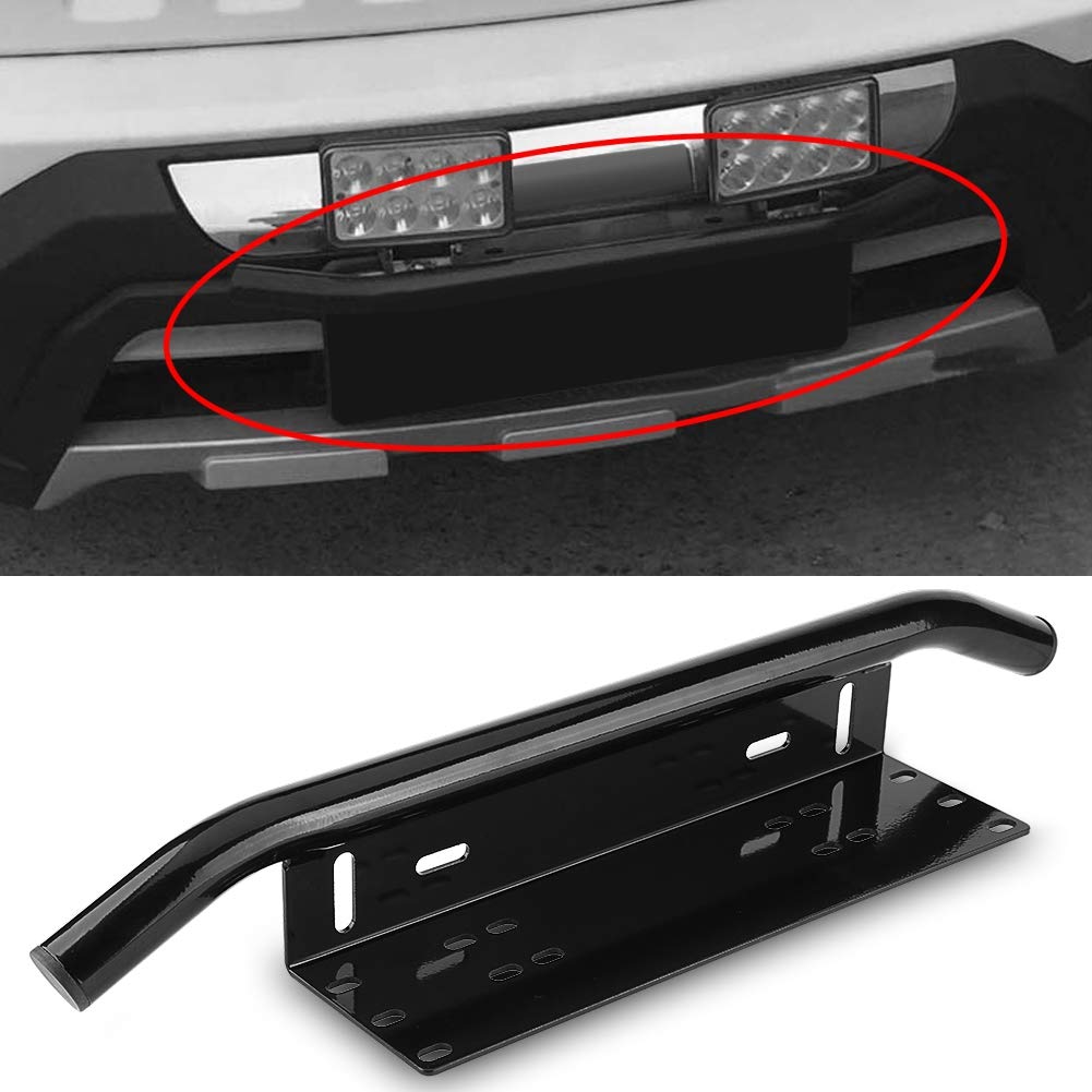 Rama Tablicy Rejestracyjnej ze Stopu Aluminium Bull Bar Mocowanie Zderzaka Wspornik świetlny do Samochodu Offroad Truck SUV 4x4, Czarny, łatwy w Montażu