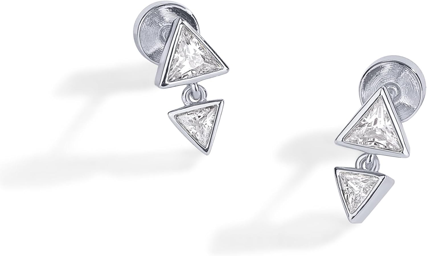 PAVOI 14K Gold Plated Sentimental Dangle Flat Back Earrings for Women | Helix and Cartilage Pearl Cluster Triangle Lotus Pear Marquise Cubic Zirconia Screw Back Earring Pair - Image 3