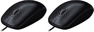 Logitech M90 USB Wired Mouse, Optical Tracking 1000 DPI, Ambidextrous, Compatible with PC/Mac/Laptop – Black (Pack of 2)