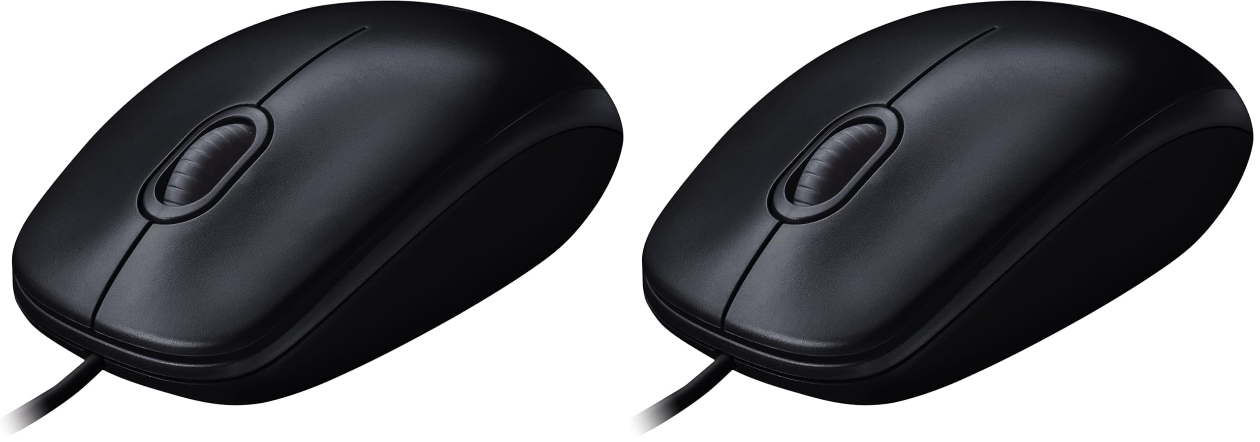 Logitech M90 Maus mit Kabel, 1000 DPI Sensor, USB-Anschluss, 3 Tasten, Für Links- und Rechtshänder, PC/Mac - Grau (Packung mit 2)