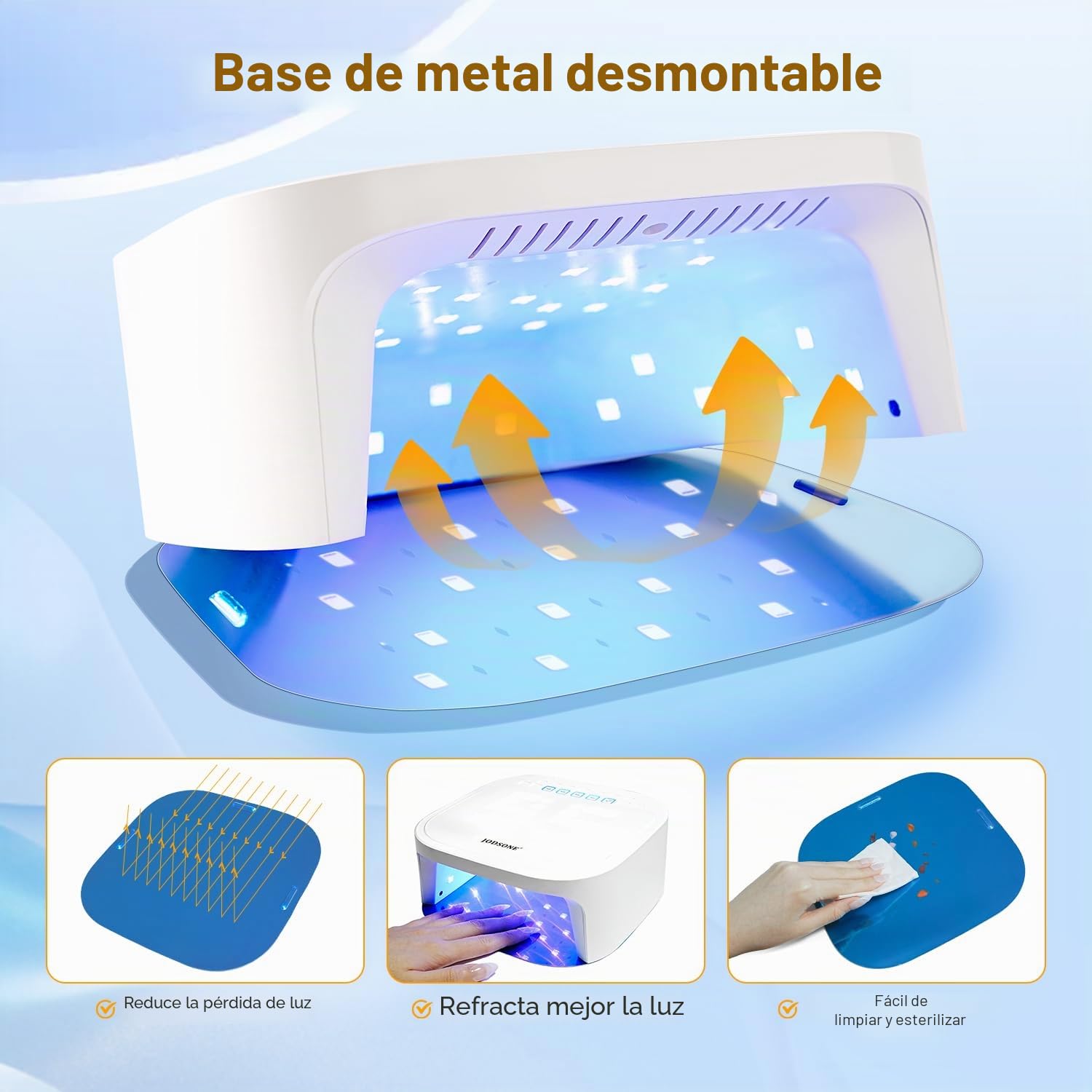 JODSONE Lámpara Uñas Semipermanentes UV con 4 Temporizadores - Pantalla Digital Reversible LCD Grande Recargable para Salón y Hogar