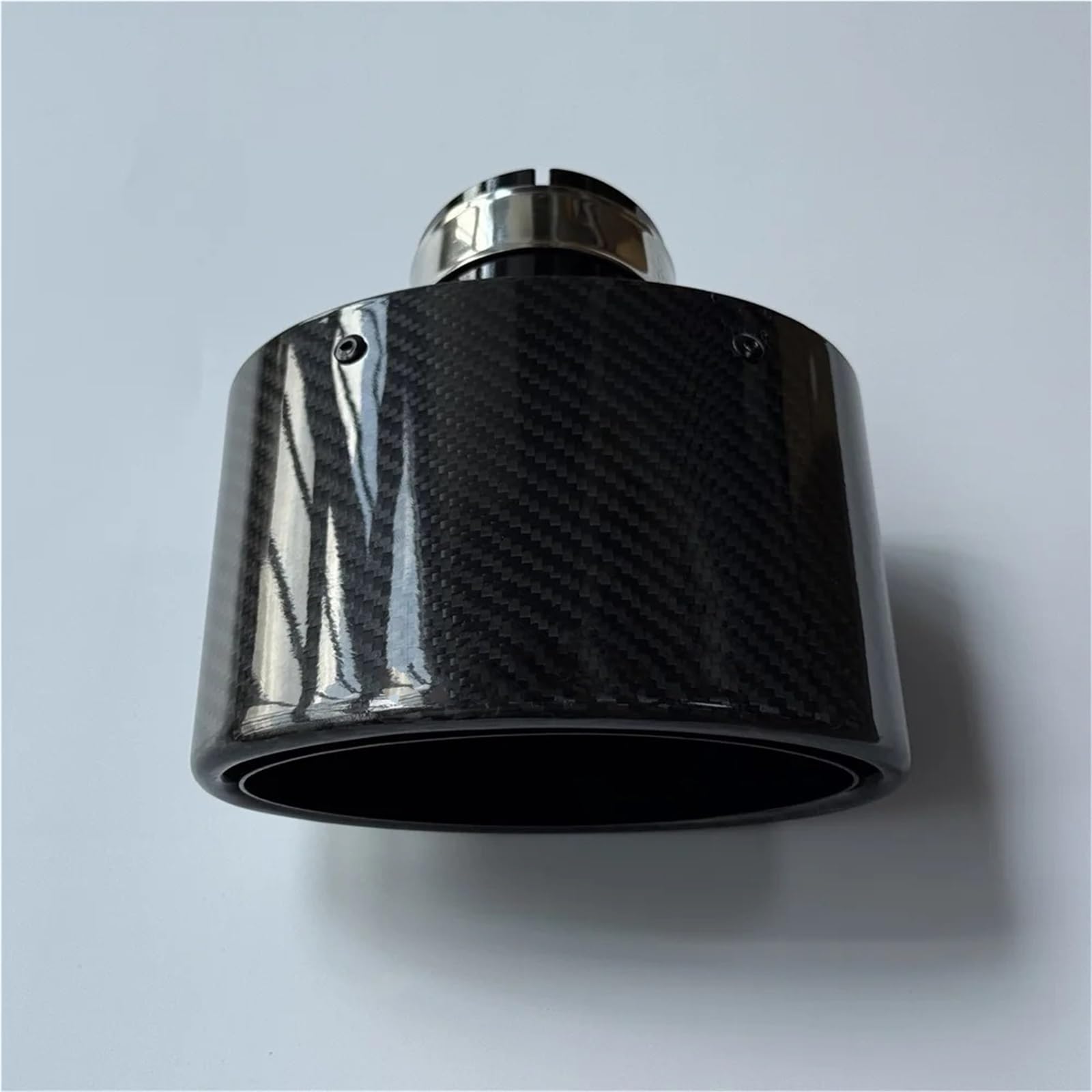 Tubo Scarico Auto 1 pezzo 105/115/130/150 Mm Uscita Auto Ugello Ovale In Fibra Di Carbonio Lucido Universale Nero Acciaio Inox Tubo Di Scarico Marmitta Parte Modificata(ID 51MM-OD 130MM)