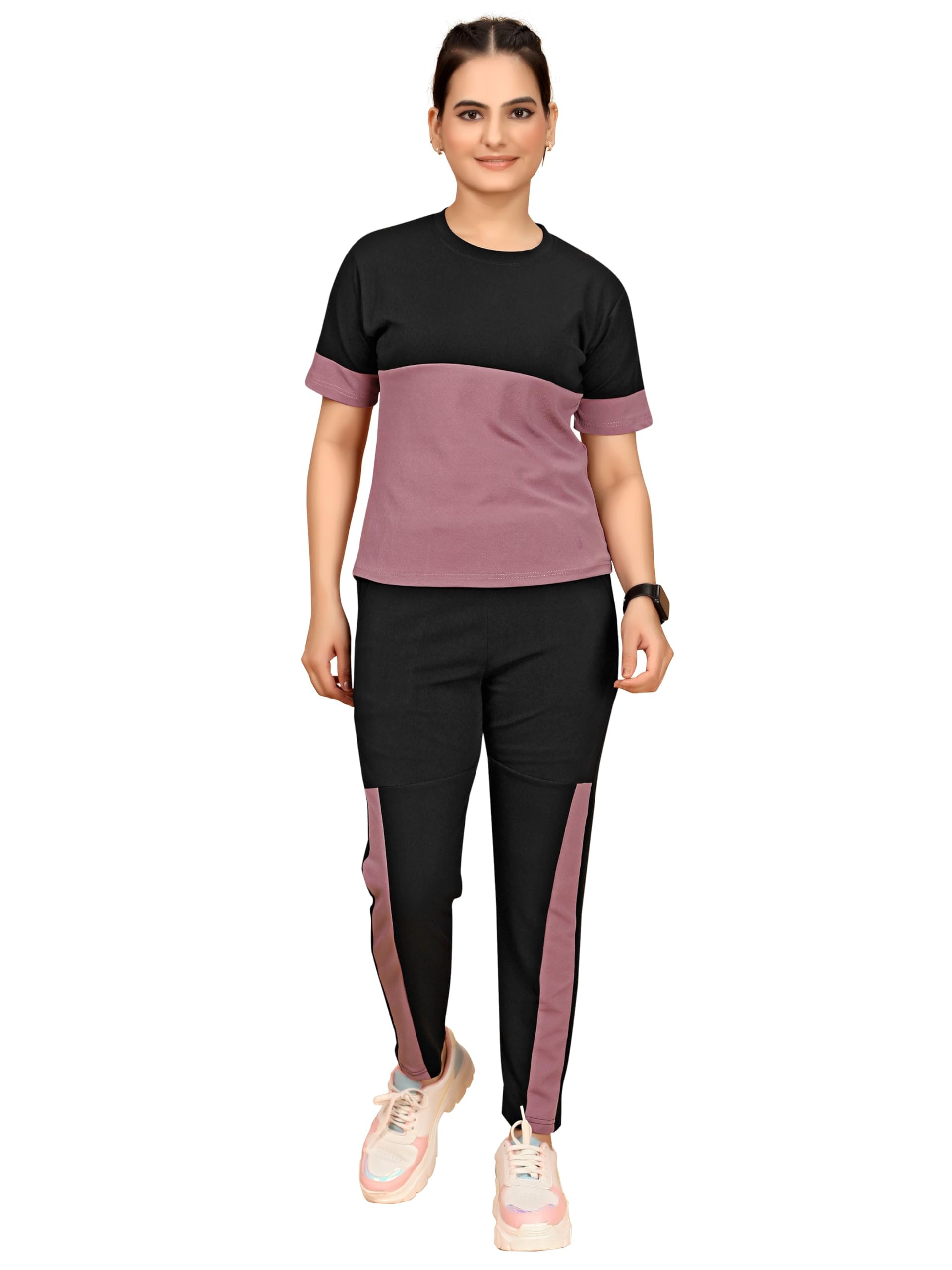 dadx Women's Printed Polyester Lycra Tracksuit Set, Lightweight Stretchable Tracksuit Suit and Gym Outfit with Side Pockets-picture-10