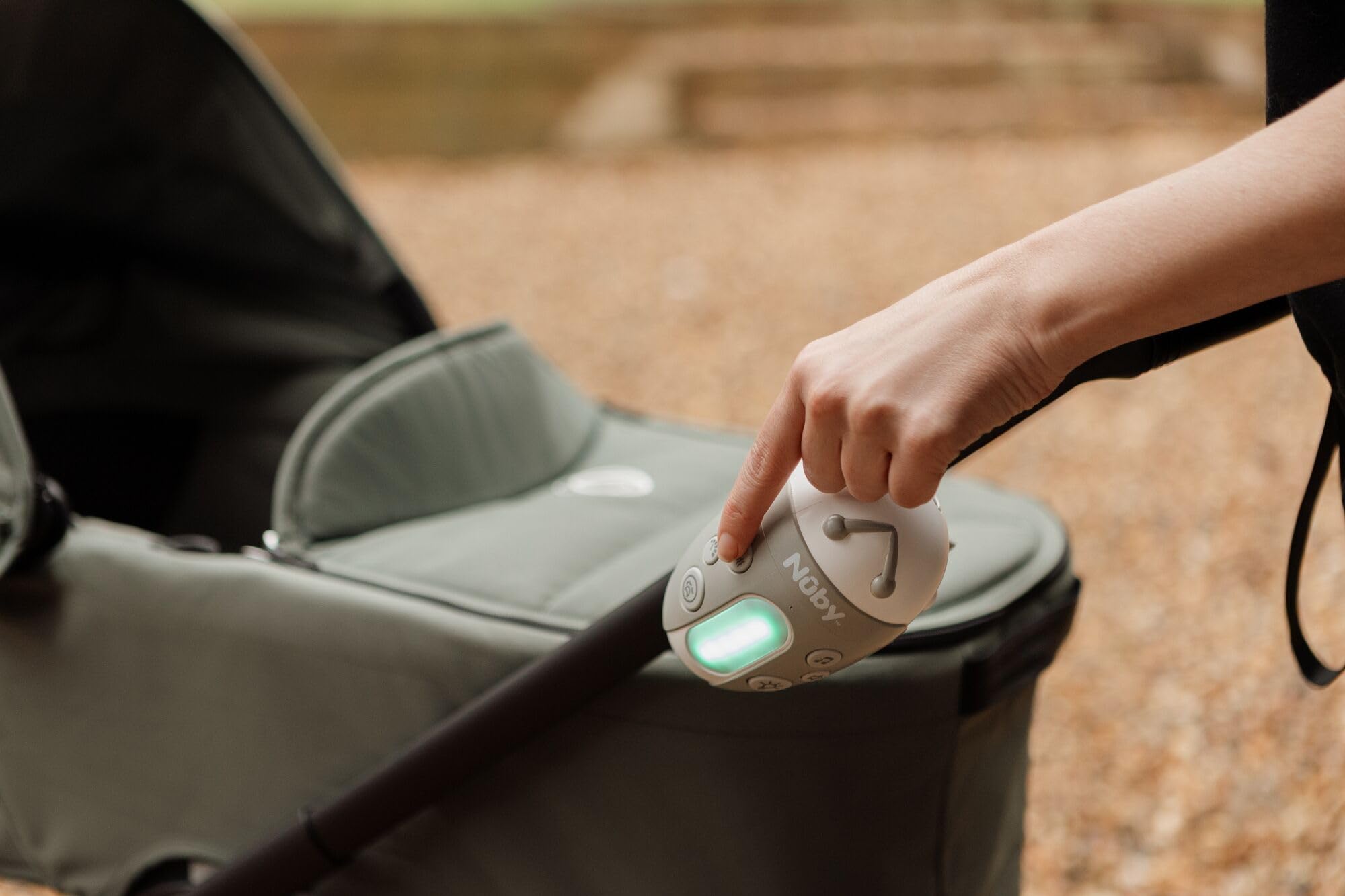 Nuby Jitterbug Pram Rocker - 3 Vibration Levels, Grey - Image 3