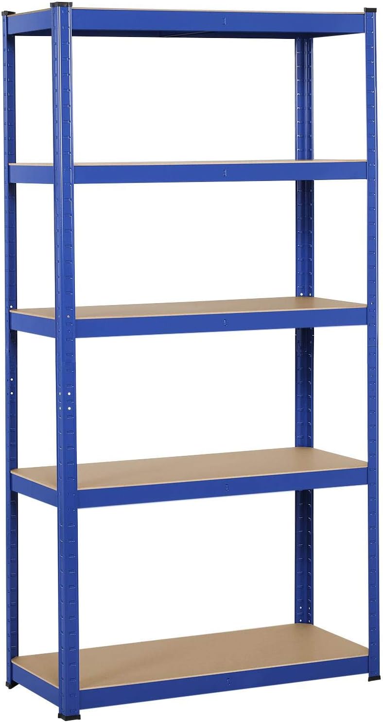 Yaheetech Garage Shelving Units - 5 Tier Heavy Duty Rack for Storage Metal Utility Shelves,180cm x 90cm x 40cm,175KG Per Shelf,Blue