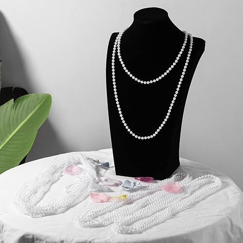 Miniatura 7 de 24 collares de perlas de imitación de 0.236 pulgadas con cuentas blancas, 33 pulgadas a granel de perlas largas para disfraz, accesorios de cuentas