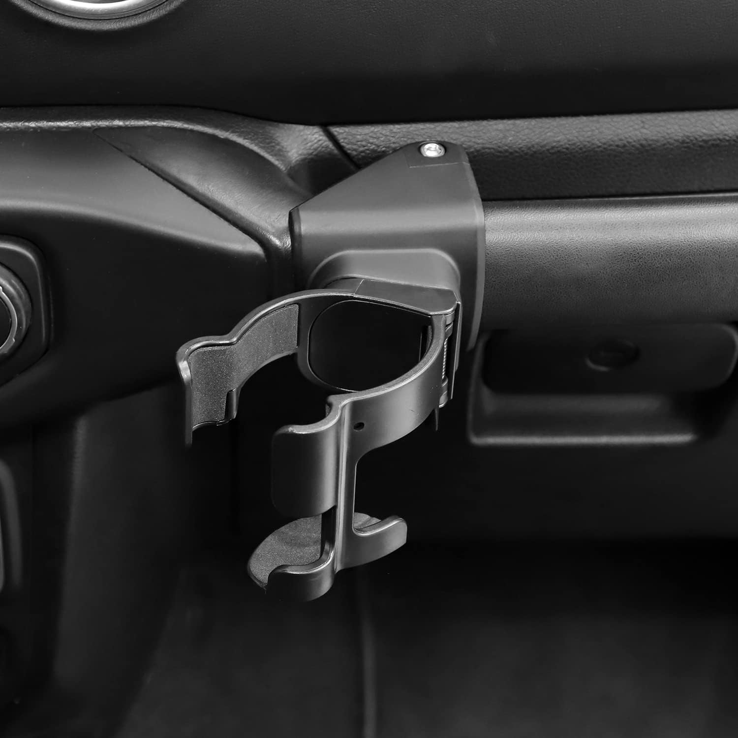 Dash Phone Mount & Cup Holder for Jeep Wrangler JL JLU 2018+ & Gladiator JT 2020+, Multi-Function Dashboard Drink Holder, Bolt-On Hands-Free Interior Accessory, Black