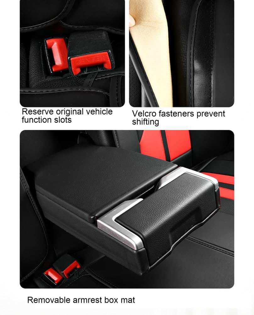 5 Seats Fully Assembled car Seats Cover Breathable and Waterproof Leather Rear car seat Covers, Adjustable Automatic seat pad Covers for All Weather use,C image 3