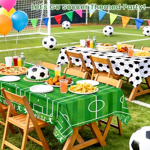 Image of Mulbozy 2 Pcs Soccer Tablecloths, Soccer Birthday Party, Sports Theme