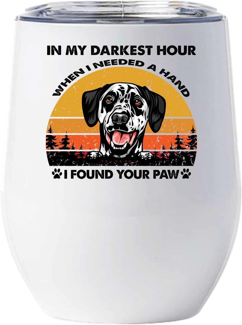 When I Needed A Hand I Found Your Paw Tumbler, Dogue de Bordeaux Dogs Wine Glass 12oz With Lid Gift For Pet Lover, Sunset French Mastiff Dogs Mug Tumblers Stainless Steel Idea For Dog Mom