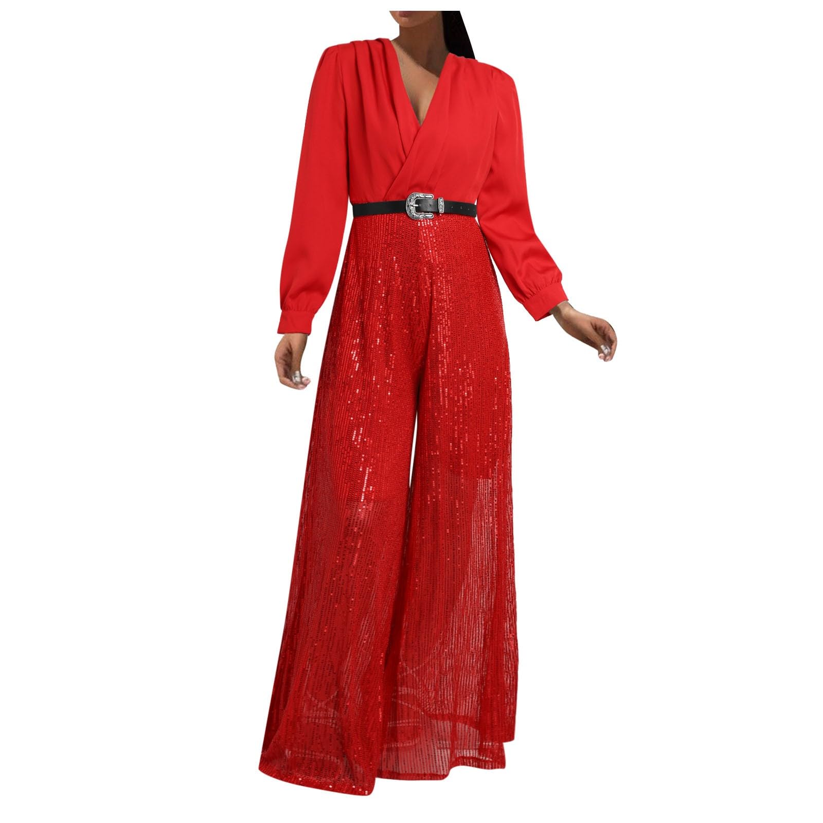 Jumpsuit Damen Elegant Festlich Lang Sommer Overall, Playsuit Einteiler Kostüm Sexy Festival Outfit V Ausschnitt Weites Bein Romper Hosenanzug Sportlich Mit Ärmeln Casual Women's Jumpsuits & Playsuits