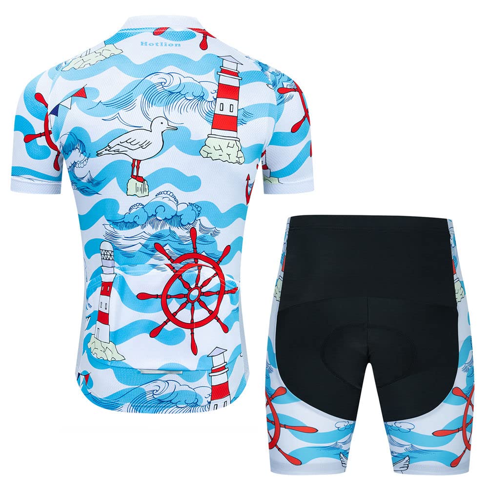 Ensemble maillot de cyclisme pour homme avec t-shirt à manches courtes et short rembourré 3D