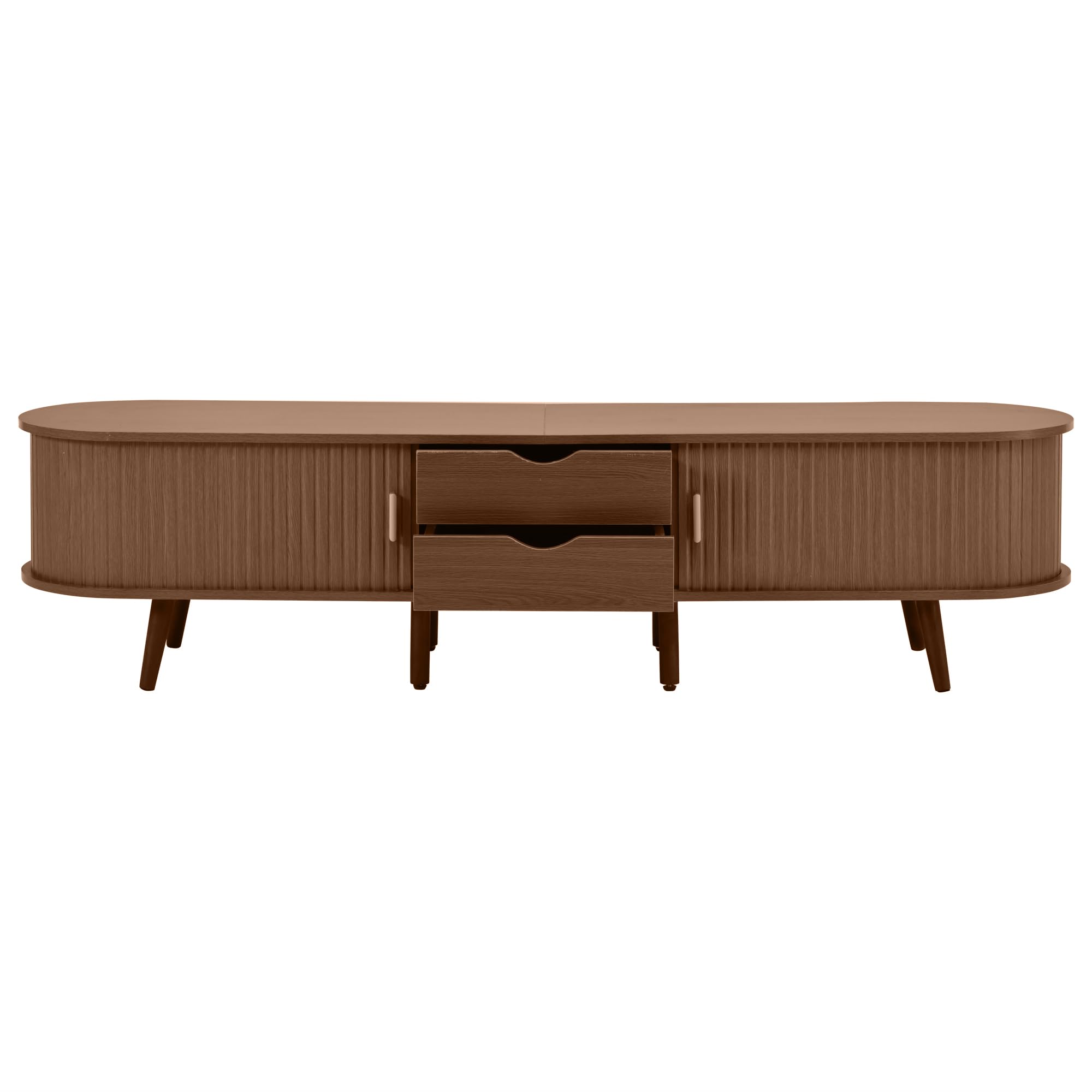 Armario de TV de salón con espacio de almacenamiento y tablero redondo de madera de densidad media con 2 cajones, apto para 175 x 40 x 42 cm
